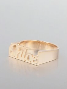 定制独特名字雕刻单指戒指，男女通用父亲节、母亲节、情人节、生日、周年纪念、朋友、毕业典礼、圣诞节礼物 - 金色 - 查看 8