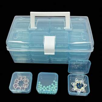 32pcs/Set Of Clear Plastic Storage Boxes, Handicraft Accessories Sorting Boxes, DIY Beaded Sorting Storage And Storage Containers, Multifunctional Portable Plastic Suitcases, Art Jewelry Nails, Hair Accessories Container Boxes, Household Storage Items Art And Craft Supplies Valentine Day Back To School