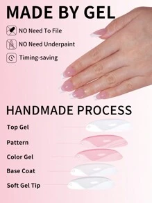 Nail Kingdom 120Pcs French Soft Gel X Nail Tips Full Cover 3-In-1 Artificial Coffin Square Fake Nails Tips French Tips Seamless Removable Reusable Press On Nails Nail Supplies Nails - Multicolor - View 4