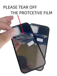 1 pieza Funda de teléfono con espejo de maquillaje enmarcado en negro, compatible con iPhone y otros modelos