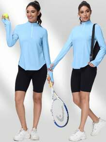 Damska koszulka polo do golfa, długie rękawy, fitness, sportowy top, dekolt w serek, szybkoschnąca, oddychająca, lekka, sportowa koszulka do tenisa, odpowiednia na jesień/zimę