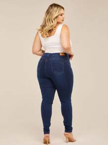 Women's Plus Size Jeans In Plain Blue With Premium Full-Body Lycra, New Release - 藍色 - 查看 6