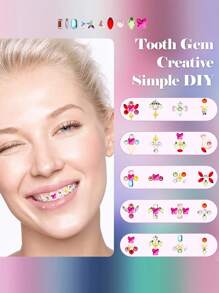 350pcs Tooth Gem Kit  Tooth Crystals Gems Kit For Teeth Teeth Jewelry Starter Kit - Multicolor - View 5