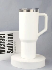 1 件 40 盎司不锈钢随行杯带手柄吸管大容量便携式车载杯咖啡杯水杯适合户外旅行办公室返校