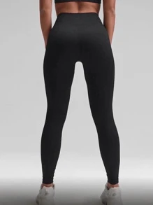 Summer Workout Yoga Leggings Seamless High Stretch Tummy Control Wide Waistband Sports Tights