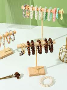 1 pieza Organizador de pulseras y brazaletes de madera, soporte desmontable para exhibición de joyas para uso doméstico - color madera - Ver 1