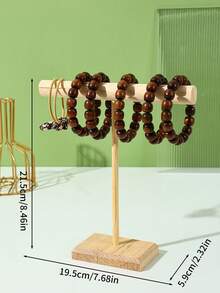 1 pieza Organizador de pulseras y brazaletes de madera, soporte desmontable para exhibición de joyas para uso doméstico - color madera - Ver 6