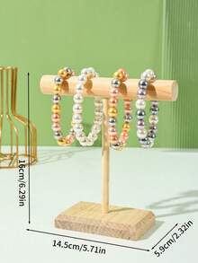 1 pieza Organizador de pulseras y brazaletes de madera, soporte desmontable para exhibición de joyas para uso doméstico - color madera - Ver 5