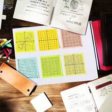 6pcs Colorful Mini Graph Paper Sticky Note Pads - 150 Sheets, 3x3 Inch, Adhesive Grid With Variety Of X Y Axis Coordinate Grid Designs - Perfect For Office School Supplies Organization And Note Taking - Black and White - View 5