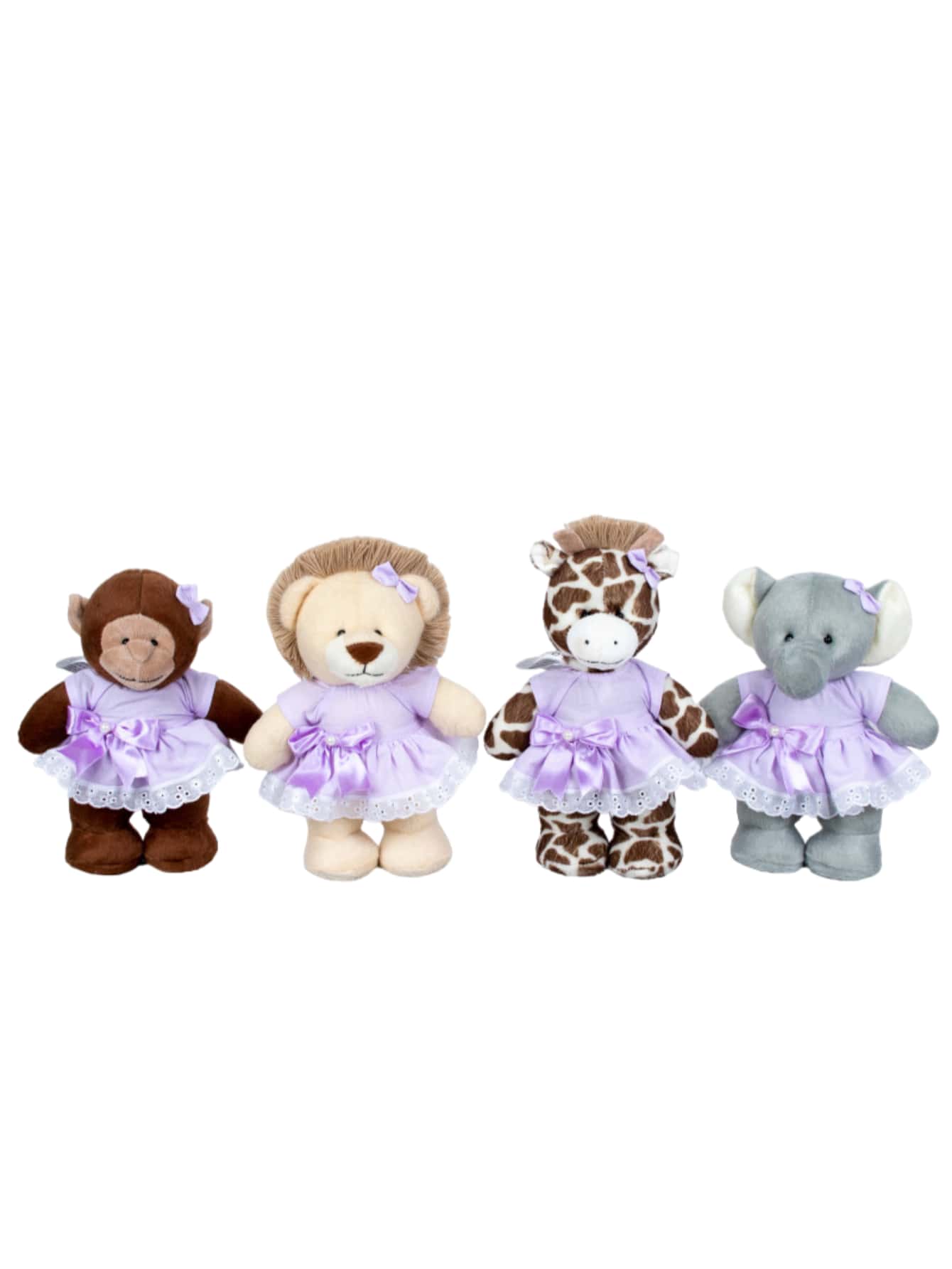 Kit Of 4 Plush  Bears For Girls, 20 Cm (Giraffe, Lion, Monkey And Elephant) - Niches And Decorations - 紫丁香 - 查看 1
