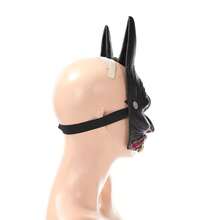 1 件万圣节/复活节恶作剧恐怖屋血腥面具，带红眼 - 黑色 - 查看 4