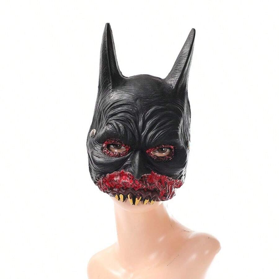 1 件万圣节/复活节恶作剧恐怖屋血腥面具，带红眼 - 黑色 - 查看 1