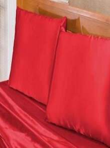 Satin Pattern Double Bed Sheet Set - 4 Pieces - Đỏ - Xem 2