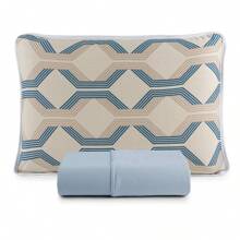 3-Piece Standard Double Sheet Set In 100% Cotton Mesh - 藍色 - 查看 2