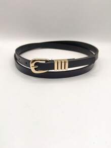 KIT New Imported Women's Thin Belt With Gold Buckle - 黑色 - 查看 2