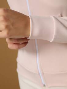 Jacket, Neoprene Blouse With Zipper, Gym, Stroll, Etc. - 米色 - 查看 3