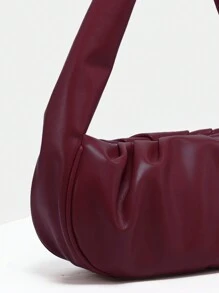 1 pieza Bolso vintage de hombro suelto, tipo sobaco, apto para cita, calle y fiesta, en color rojo vino, bolso de inspiración retro para mujeres