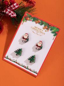 1 Pair Girls Christmas Earrings Snowman Pendant Earrings Christmas Tree Bell Reindeer Snowflake Earrings Jewelry Christmas Gift - one-size - View 24