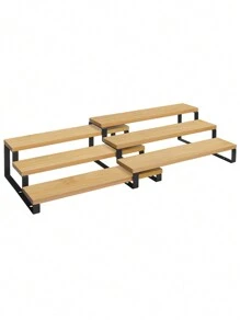 SONGMICS Especiero, Juego de 2 Estante para Especias, Especiero Extensible de 3 Niveles, de Bambú, Apilable, para Despensa, Encimera, Mostrador, Natural y Negro MKCS016N01 - Negro - Ver 2