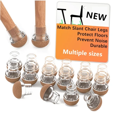 1/4/8/12/16/20/24pcs NEW Chair Leg Floor Protectors For Hardwood Floors With Felt Pads Covers To Protect Wood Furniture Leg Feet Cup Silicone Caps Furniture Leg Feet Cups