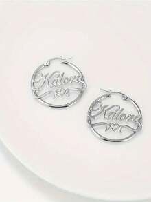 1 对定制心形名字耳环，女士不锈钢时尚珠宝，风格简约优雅，适合日常佩戴 - 彩色 - 查看 6