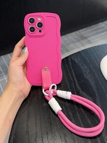 Dây đeo cổ tay bằng da lộn có khóa bằng nylon chống sốc cho điện thoại tương thích với iPhone - Màu Hồng Tươi - Xem 2