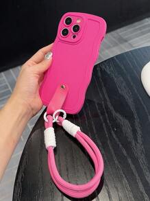 Dây đeo cổ tay bằng da lộn có khóa bằng nylon chống sốc cho điện thoại tương thích với iPhone - Màu Hồng Tươi - Xem 3