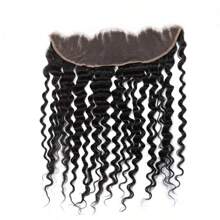 Deep Wave Frontal Closure 13x4 Transparent Lace Frontal Closure 150% Density Brazilian Human Hair 13x4 Ear To Ear Full Lace Frontal Closure Pre-Plucked With Baby Hair Natural Black Color
