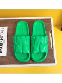 夏季情侣浴室防滑拖鞋，室内静音软底舒适拖鞋 - 綠色 - 查看 1