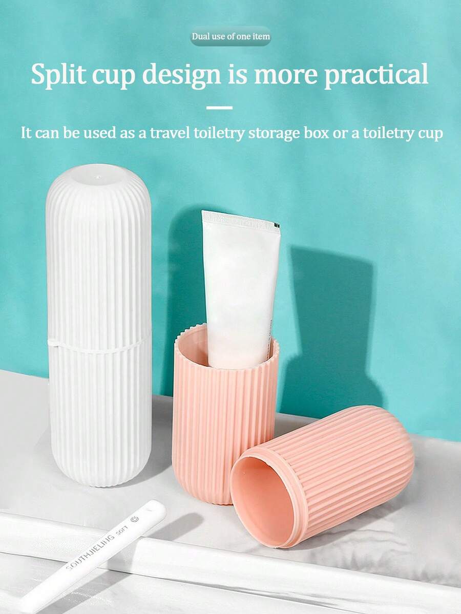 Estuche portátil para cepillo de dientes para deportes al aire libre, camping, picnic, con soporte para pasta de dientes, tapa del cepillo de dientes y vaso para enjuague, esencial para viajes - Multicolor - Ver 1