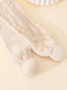 1pc Beige Warm Plush Winter Scarf For Kids, Cozy Outdoor Wear & Holiday Gift