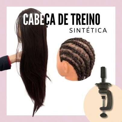 Cabeça De Treino Manequim Cabelo 50% Human Hair + Suporte De Mesa Para Corte e Penteado