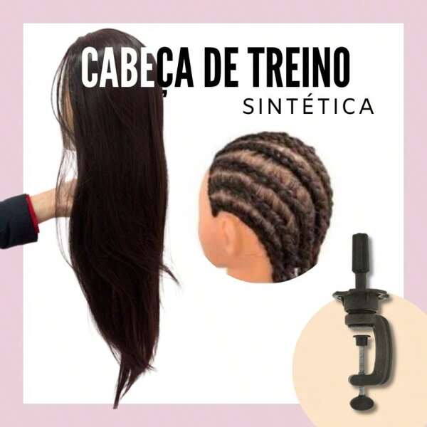 Cabeça De Treino Manequim Cabelo 50% Human Hair + Suporte De Mesa Para Corte e Penteado