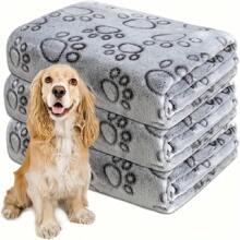 1 pièce Couverture pour animal de compagnie avec empreinte de patte, jeté en peluche chaud pour chiens, chats, lapins en automne et en hiver