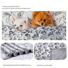 1 pièce Couverture pour animal de compagnie avec empreinte de patte, jeté en peluche chaud pour chiens, chats, lapins en automne et en hiver