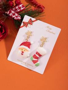 1 Pair Girls Christmas Earrings Snowman Pendant Earrings Christmas Tree Bell Reindeer Snowflake Earrings Jewelry Christmas Gift - one-size - View 25