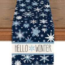 1PC Christmas Table Runner, Blue And White Snowflake Winter Kitchen Table Decoration Indoor And Outdoor Birthday Party Decorations - Blue - View 1