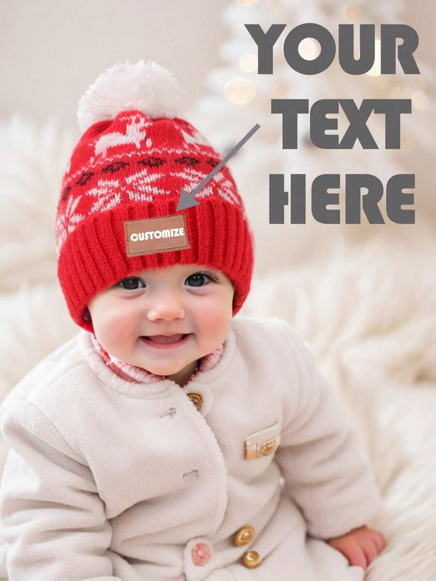 Custom Creative Fashion Personalized Stylish Christmas Children Hats - Red - View 1