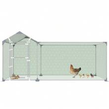 Froadp Outdoor Metal Rabbit Run With Sun Protection - Roof Door And Lock Stable Small Animal Run For Chickens, Ducks And Small Animals - 銀色 - 查看 2