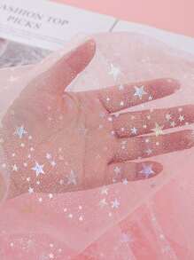 1pc Iridescent Star Tulle Fabric, Galaxy Mesh Lace Cloth For Princess Dress DIY - Multicolor - View 4