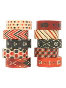 10 卷，万圣节主题和纸胶带，创意设计万圣节图案，节日装饰卧室，派对装饰，学习文具和礼品包装装饰胶带，送给朋友的礼物 - 彩色 - 查看 4