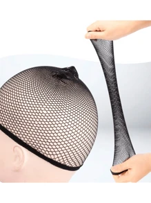 优雅 4 件通用黑色网状假发帽网，两端穿过发网网状假发帽万圣节 - 黑色 - 查看 6