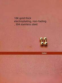 2-6 Pieces Set Of Stainless Steel Bean-Shaped Earrings For Women, Simple 18K Gold-Plated Ball-Shaped Earrings For Boys, 3/4/5 Mm Set, Suitable For Women With Pierced Ears.