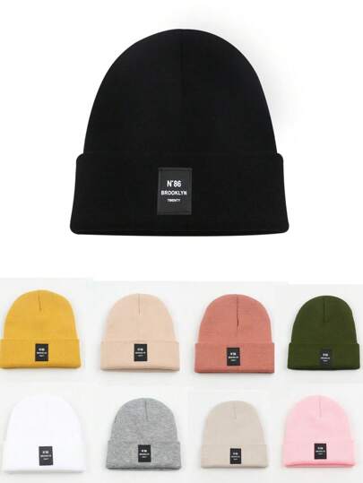 1 pezzo Cappello nero in pelle e maglia da uomo, berretto casual alla moda per l'autunno