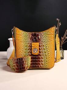 Removable Two-Piece Women's Cross-Body Bag - Fashionable Animal Print Faux Leather With Wide Shoulder Strap, Safety Zipper Closure, Polyester Lining, And Coin Purse - Elegant And Stylish Accessory For Everyday Use - 6# Yellow + brown - View 1