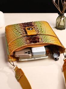 Removable Two-Piece Women's Cross-Body Bag - Fashionable Animal Print Faux Leather With Wide Shoulder Strap, Safety Zipper Closure, Polyester Lining, And Coin Purse - Elegant And Stylish Accessory For Everyday Use - 6# Yellow + brown - View 5