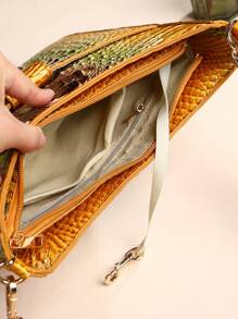 Removable Two-Piece Women's Cross-Body Bag - Fashionable Animal Print Faux Leather With Wide Shoulder Strap, Safety Zipper Closure, Polyester Lining, And Coin Purse - Elegant And Stylish Accessory For Everyday Use - 6# Yellow + brown - View 4