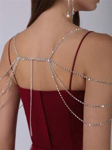 Cadena para hombro con colgante de gota de agua brillante y borla, joyería de Body de lujo con y perla para bikini de fiesta para mujeres
