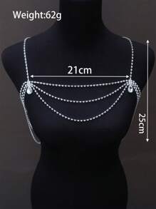 Cadena para hombro con colgante de gota de agua brillante y borla, joyería de Body de lujo con y perla para bikini de fiesta para mujeres
