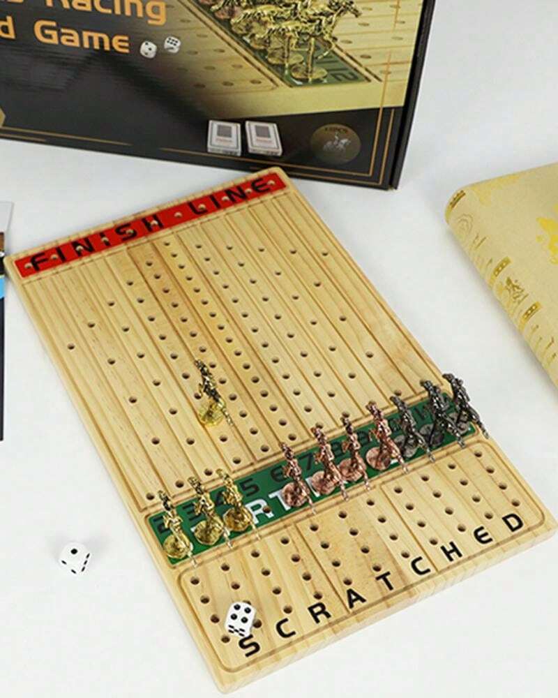Horse Race Board Game Racing Game Thickened Solid Wood With 11